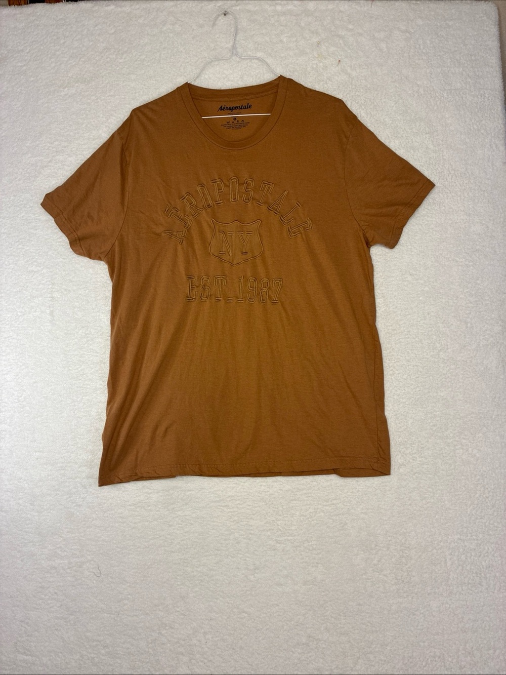 Aeropostale Men's Embossed Logo Tee in Rust Brown